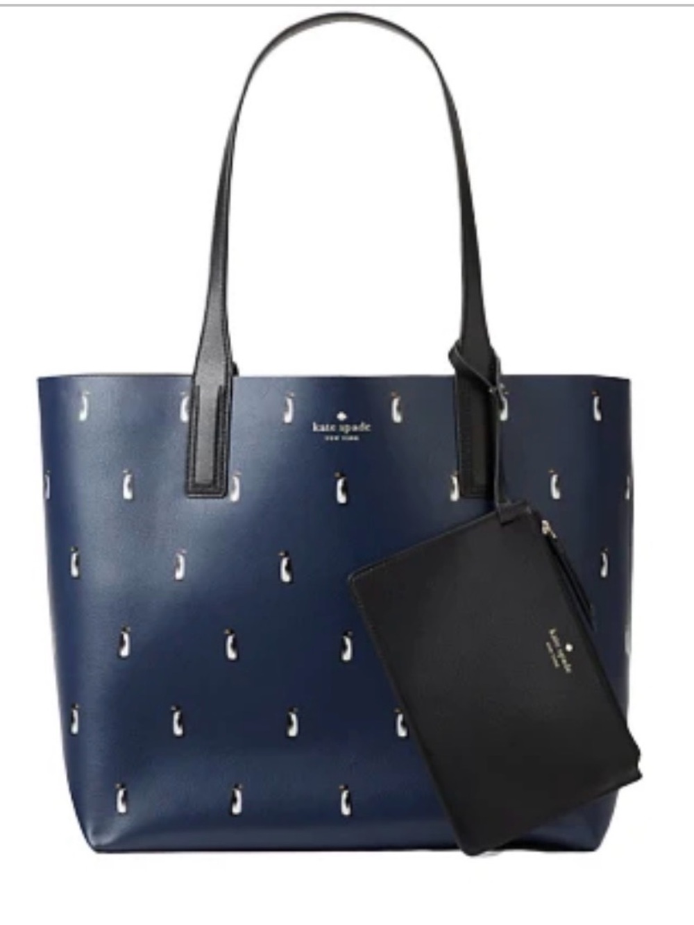 kate spade reversible arch tote with black pouch